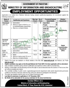 Ministry of Information and Broadcasting (MOIB) Latest Jobs – Apply Online
